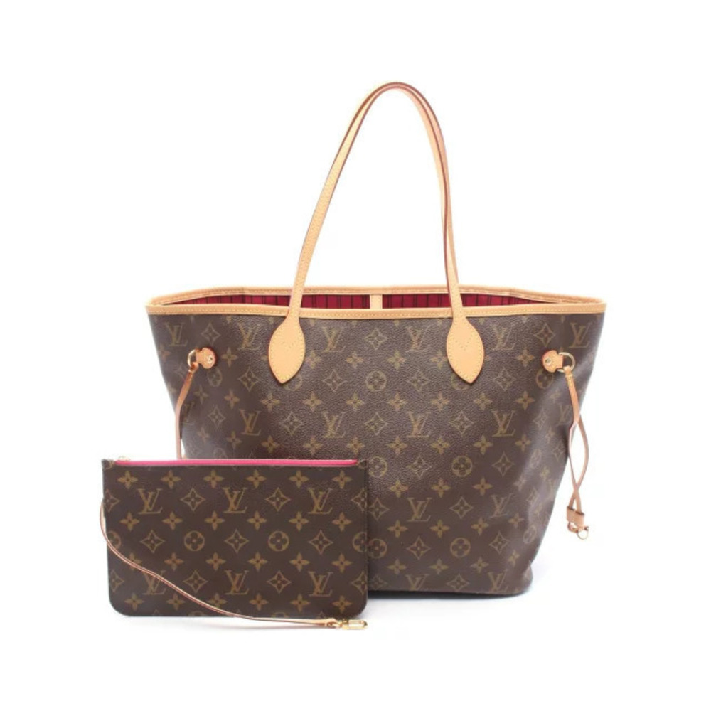 Louis Vuitton Neverfull Monogram Pivoine Tote Bag Canvas Leather Brown